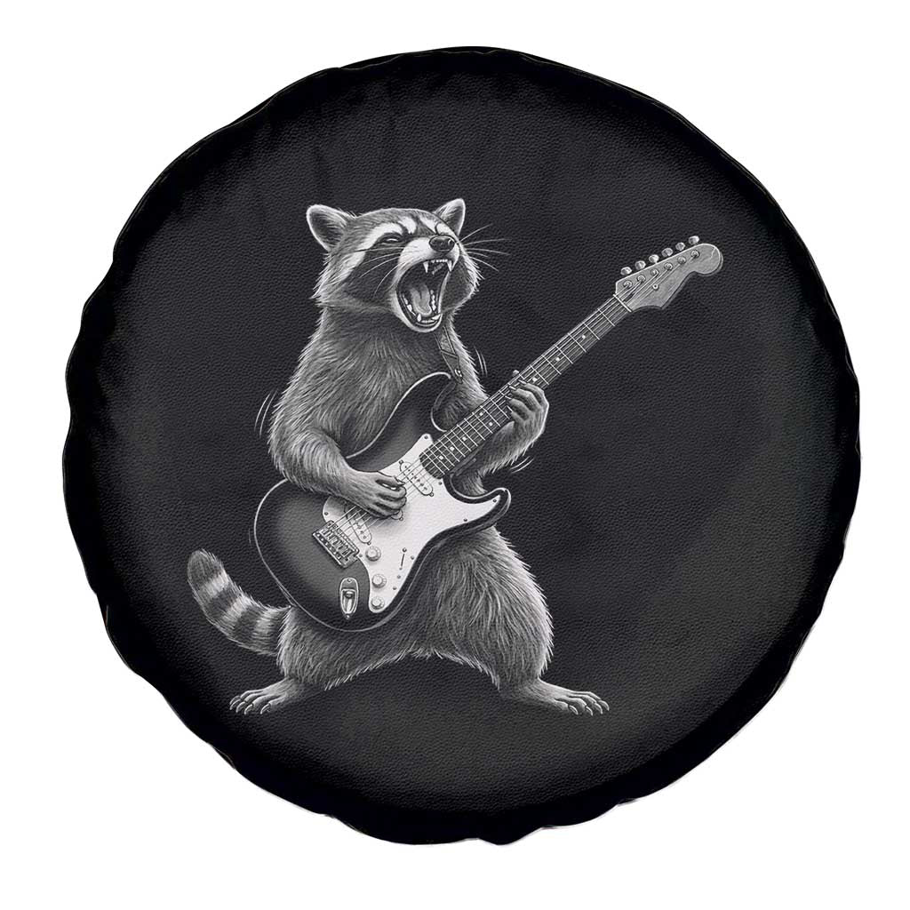 Funny Raccoon Playing Guitar Rock and Roll Spare Tire Cover