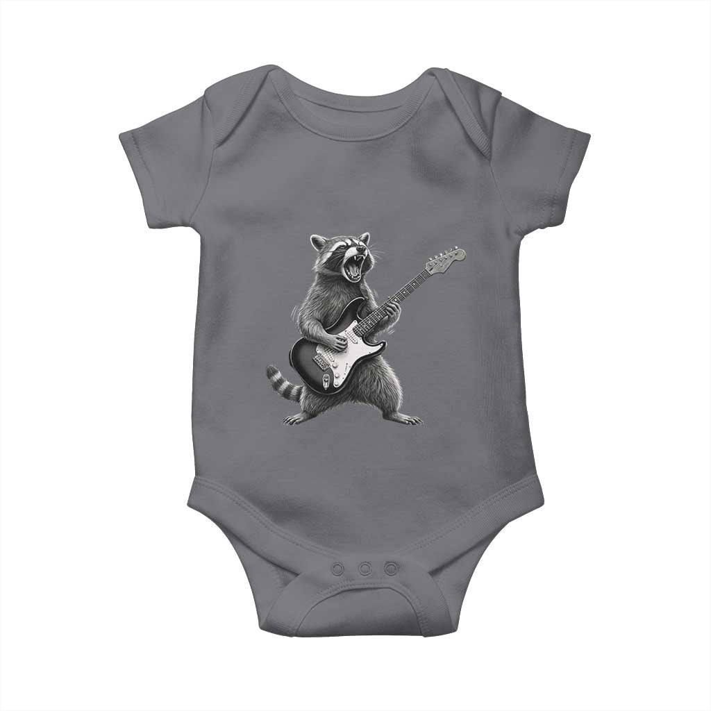 Funny Raccoon Playing Guitar Rock and Roll Baby Onesie