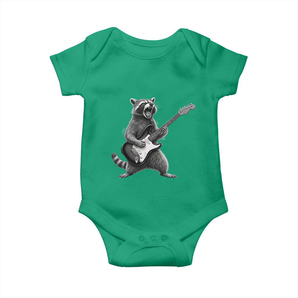 Funny Raccoon Playing Guitar Rock and Roll Baby Onesie