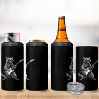 Funny Raccoon Playing Guitar Rock and Roll 4 in 1 Can Cooler Tumbler