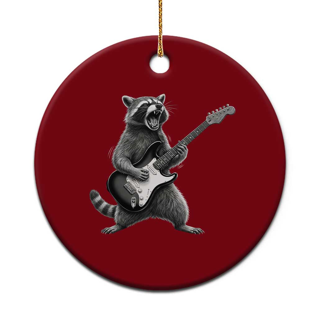 Funny Raccoon Playing Guitar Rock and Roll Ceramic Ornament