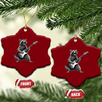 Funny Raccoon Playing Guitar Rock and Roll Ceramic Ornament