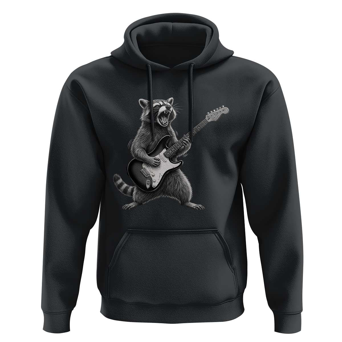 Funny Raccoon Playing Guitar Rock and Roll Hoodie