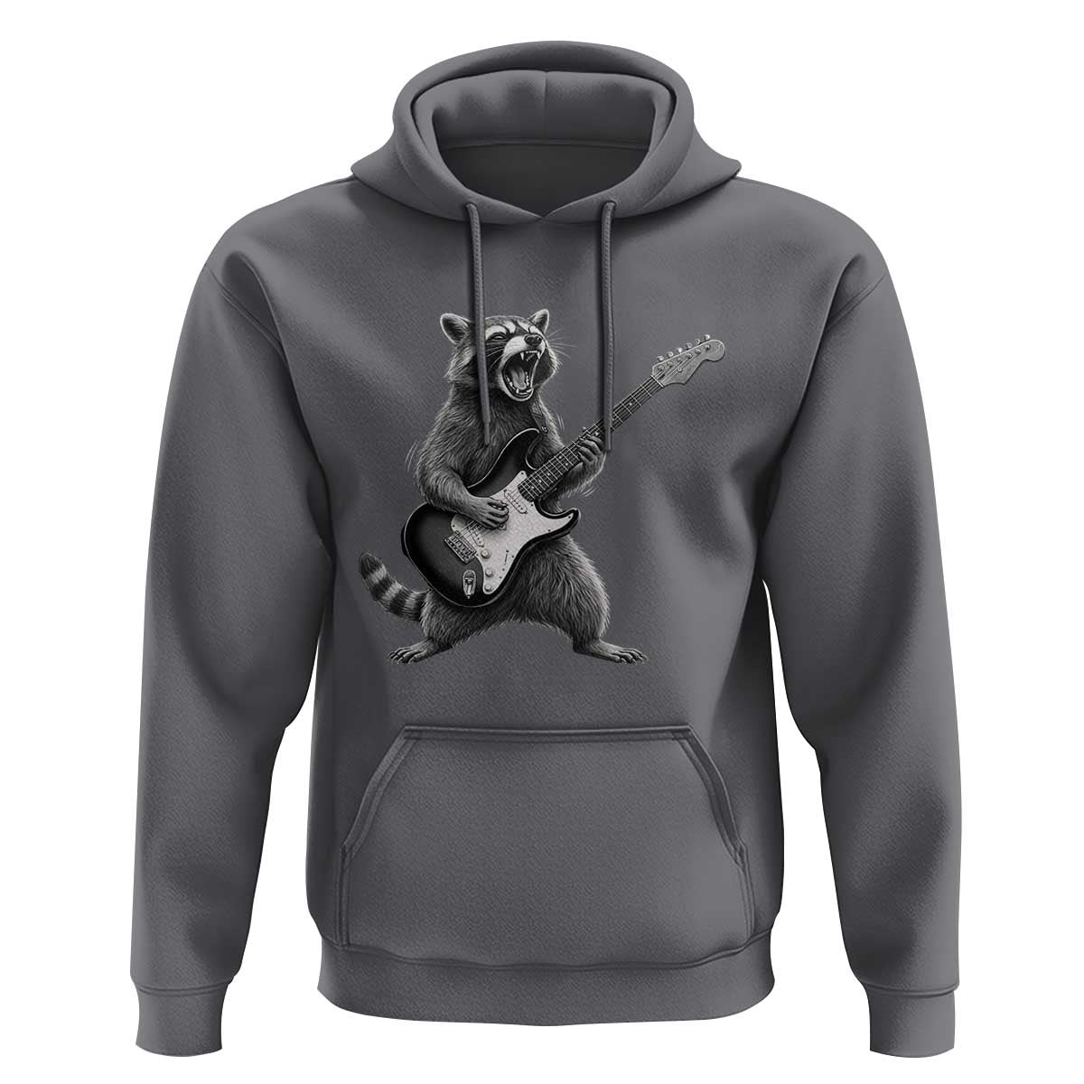 Funny Raccoon Playing Guitar Rock and Roll Hoodie