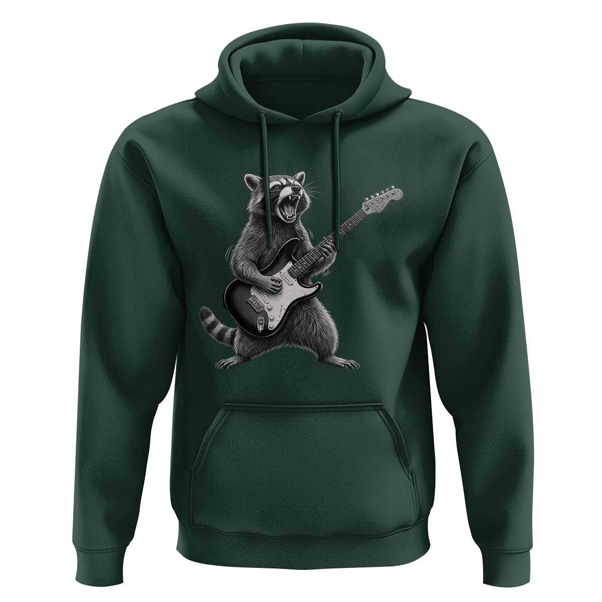 Funny Raccoon Playing Guitar Rock and Roll Hoodie