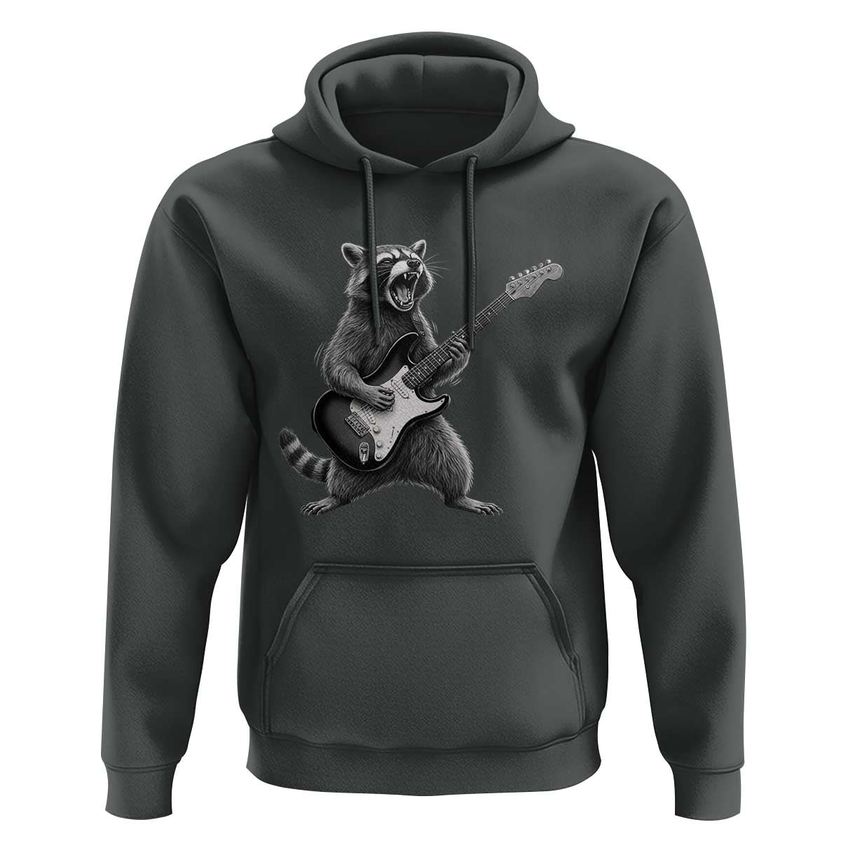 Funny Raccoon Playing Guitar Rock and Roll Hoodie