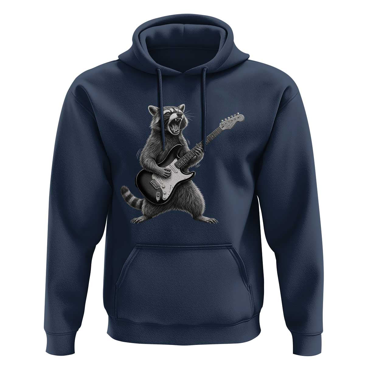 Funny Raccoon Playing Guitar Rock and Roll Hoodie