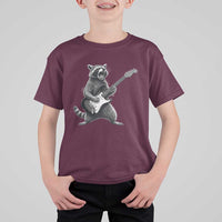 Funny Raccoon Playing Guitar Rock and Roll T Shirt For Kid