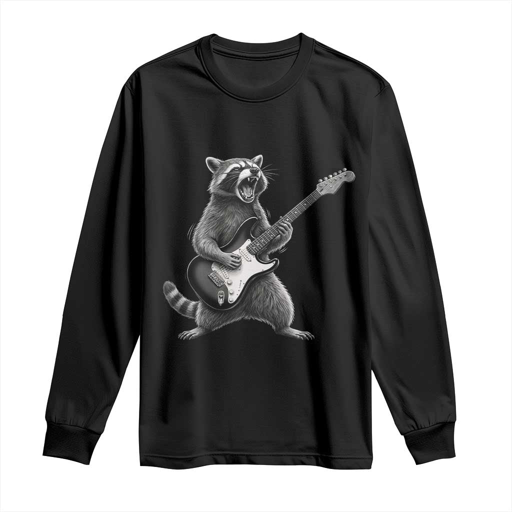 Funny Raccoon Playing Guitar Rock and Roll Long Sleeve Shirt