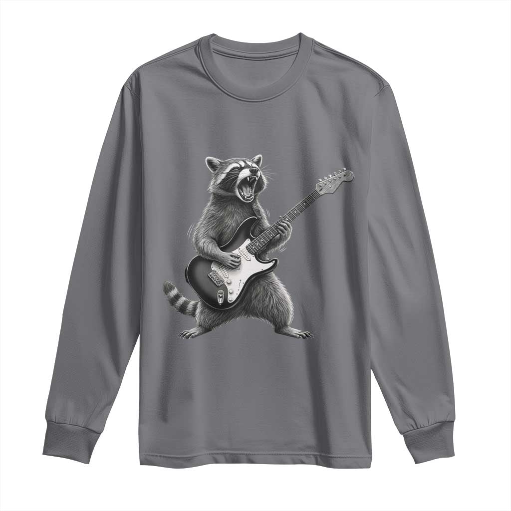 Funny Raccoon Playing Guitar Rock and Roll Long Sleeve Shirt