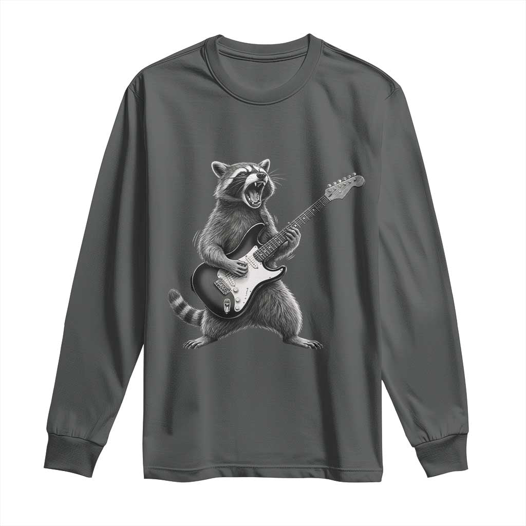 Funny Raccoon Playing Guitar Rock and Roll Long Sleeve Shirt