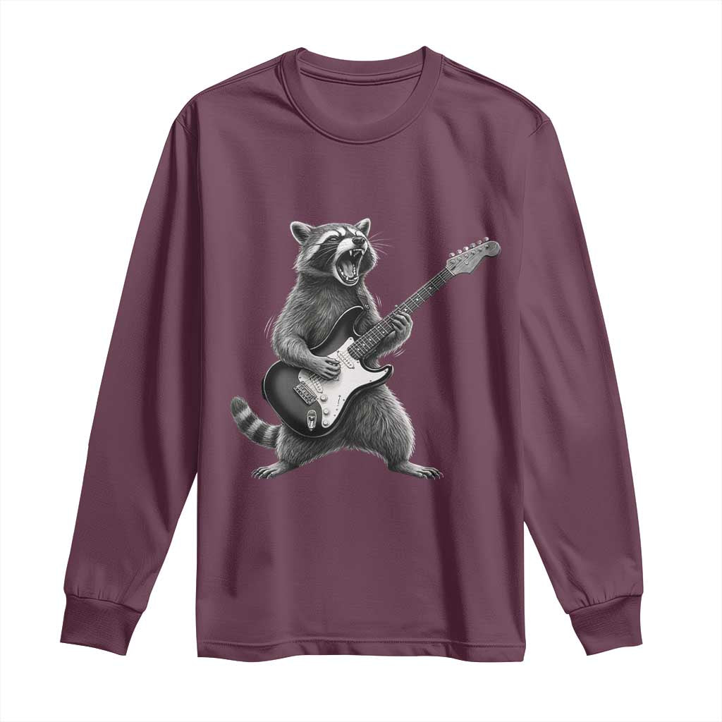 Funny Raccoon Playing Guitar Rock and Roll Long Sleeve Shirt