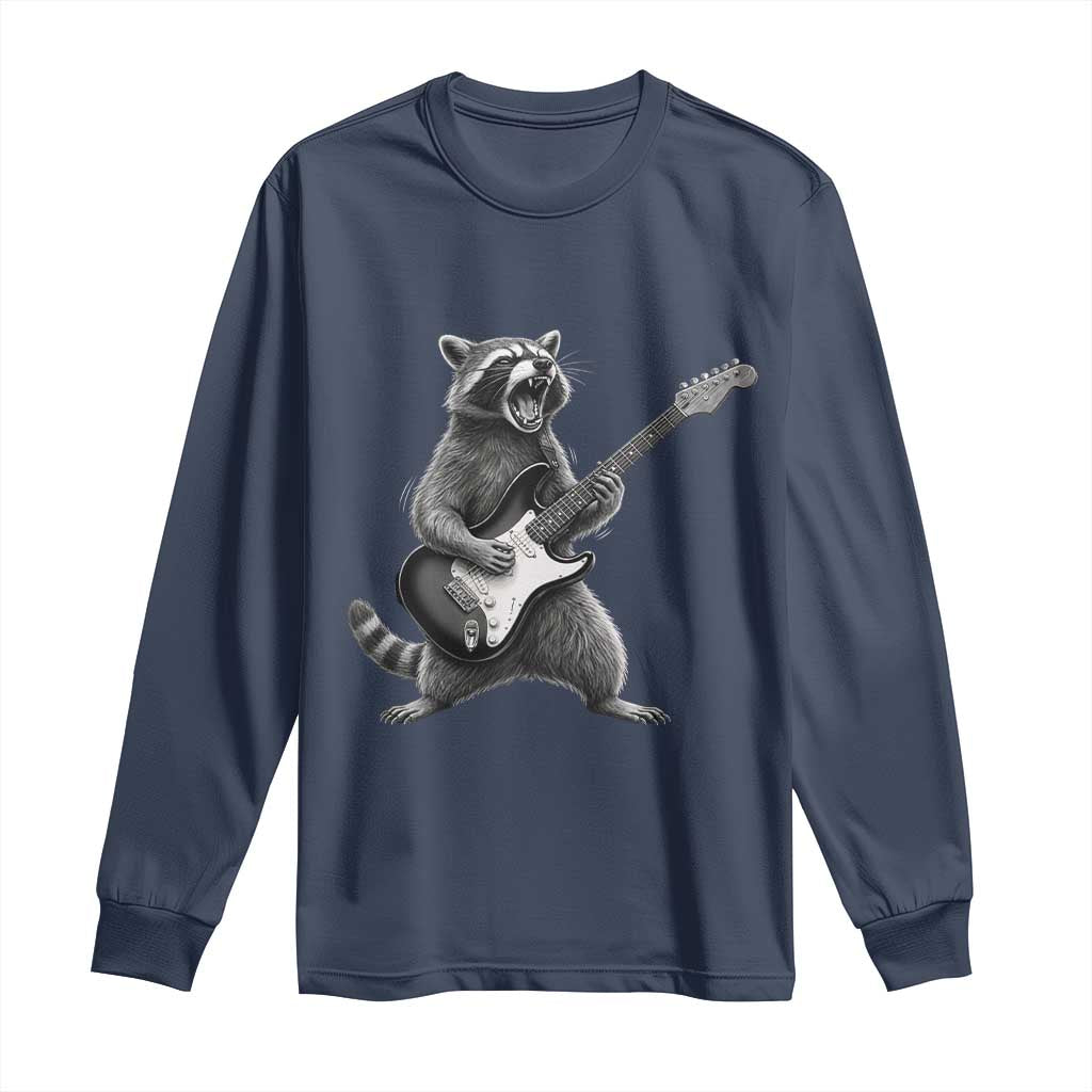Funny Raccoon Playing Guitar Rock and Roll Long Sleeve Shirt