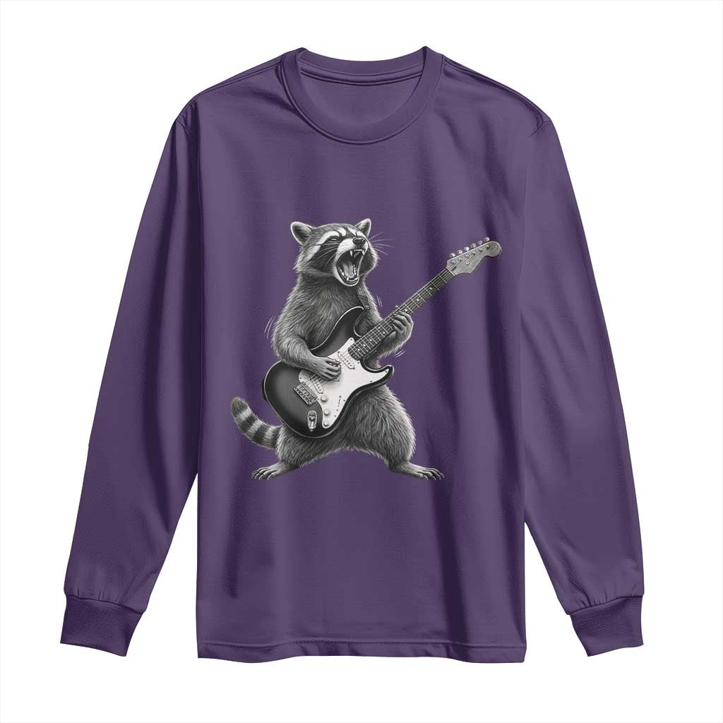 Funny Raccoon Playing Guitar Rock and Roll Long Sleeve Shirt