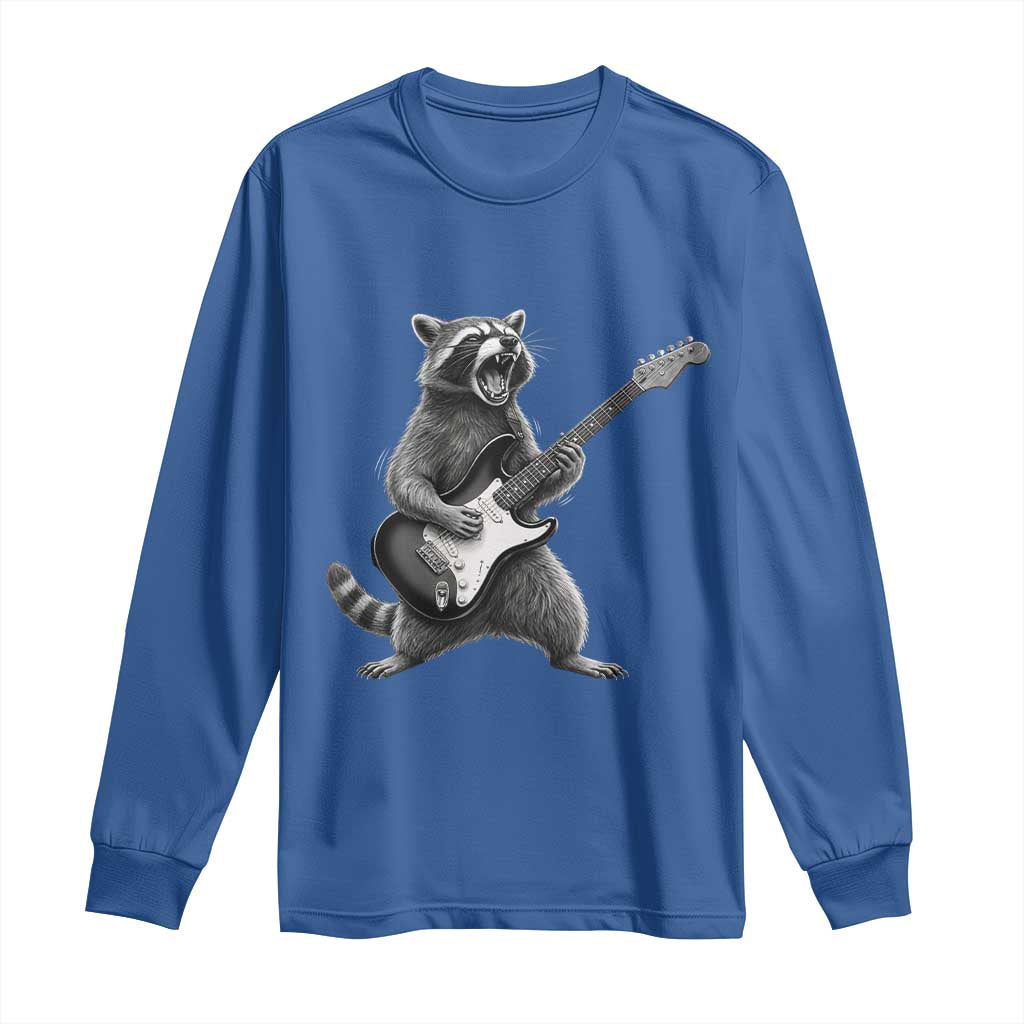 Funny Raccoon Playing Guitar Rock and Roll Long Sleeve Shirt
