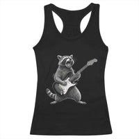 Funny Raccoon Playing Guitar Rock and Roll Racerback Tank Top