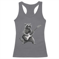 Funny Raccoon Playing Guitar Rock and Roll Racerback Tank Top