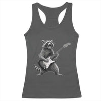 Funny Raccoon Playing Guitar Rock and Roll Racerback Tank Top