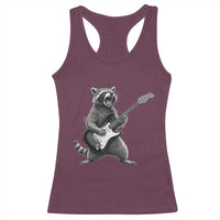 Funny Raccoon Playing Guitar Rock and Roll Racerback Tank Top