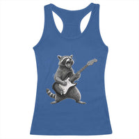 Funny Raccoon Playing Guitar Rock and Roll Racerback Tank Top