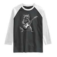 Funny Raccoon Playing Guitar Rock and Roll Raglan Shirt