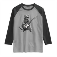 Funny Raccoon Playing Guitar Rock and Roll Raglan Shirt