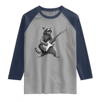 Funny Raccoon Playing Guitar Rock and Roll Raglan Shirt