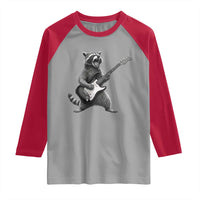 Funny Raccoon Playing Guitar Rock and Roll Raglan Shirt