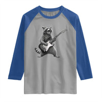 Funny Raccoon Playing Guitar Rock and Roll Raglan Shirt