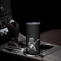 Funny Raccoon Playing Guitar Rock and Roll Skinny Tumbler