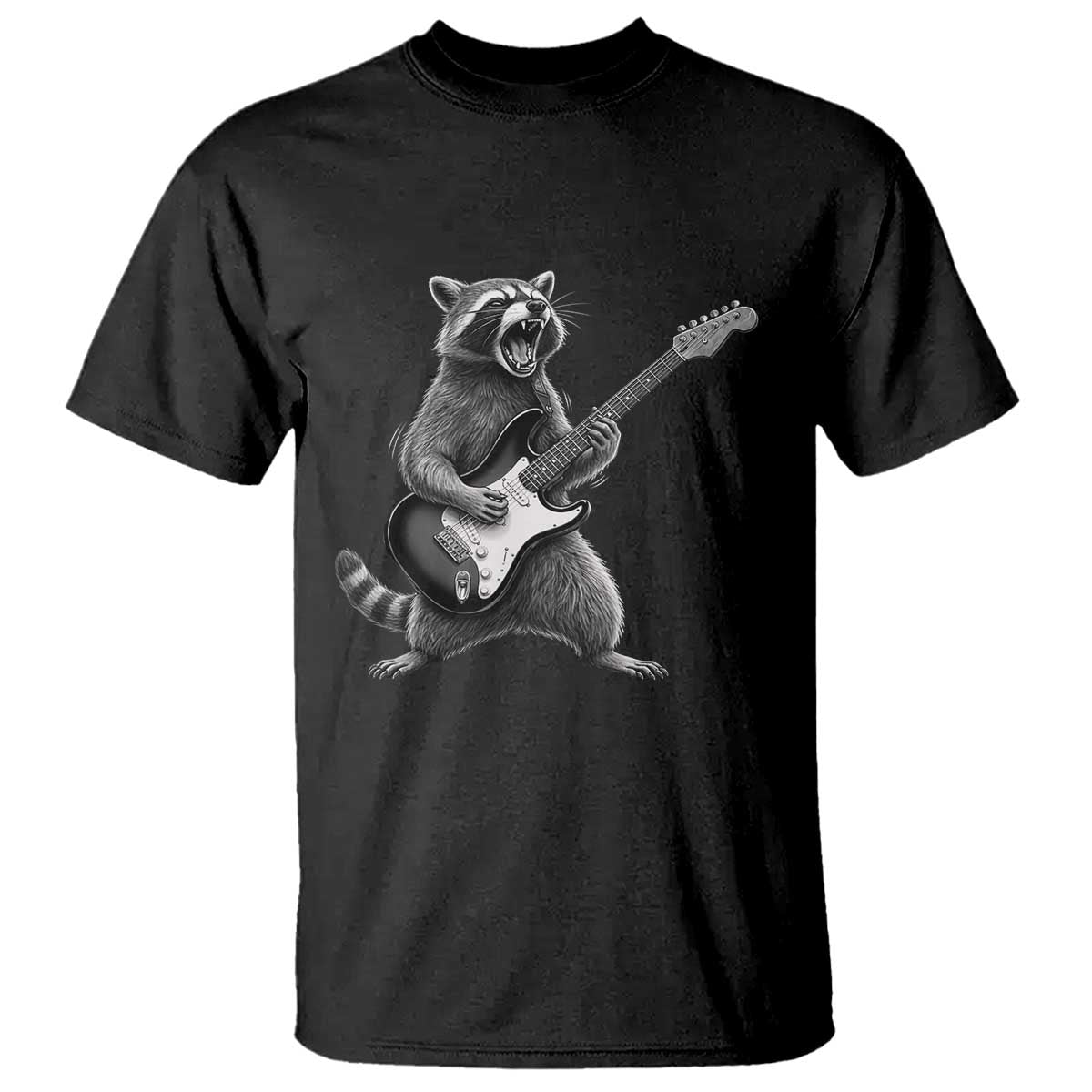 Funny Raccoon Playing Guitar Rock and Roll T Shirt