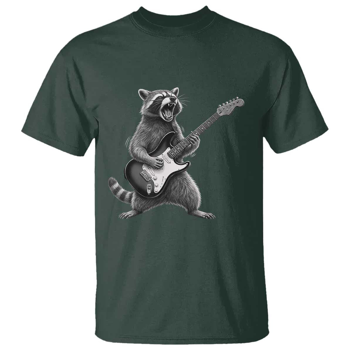 Funny Raccoon Playing Guitar Rock and Roll T Shirt