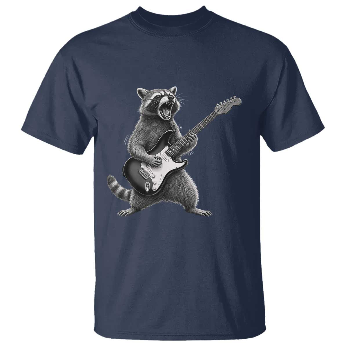 Funny Raccoon Playing Guitar Rock and Roll T Shirt