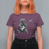 Funny Raccoon Playing Guitar Rock and Roll T Shirt For Women