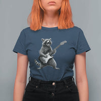 Funny Raccoon Playing Guitar Rock and Roll T Shirt For Women