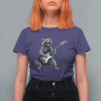 Funny Raccoon Playing Guitar Rock and Roll T Shirt For Women