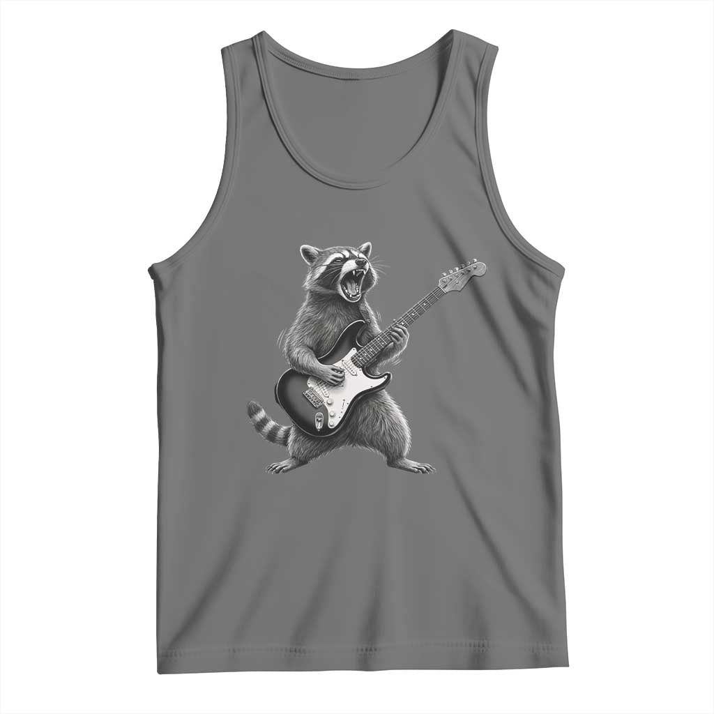 Funny Raccoon Playing Guitar Rock and Roll Tank Top