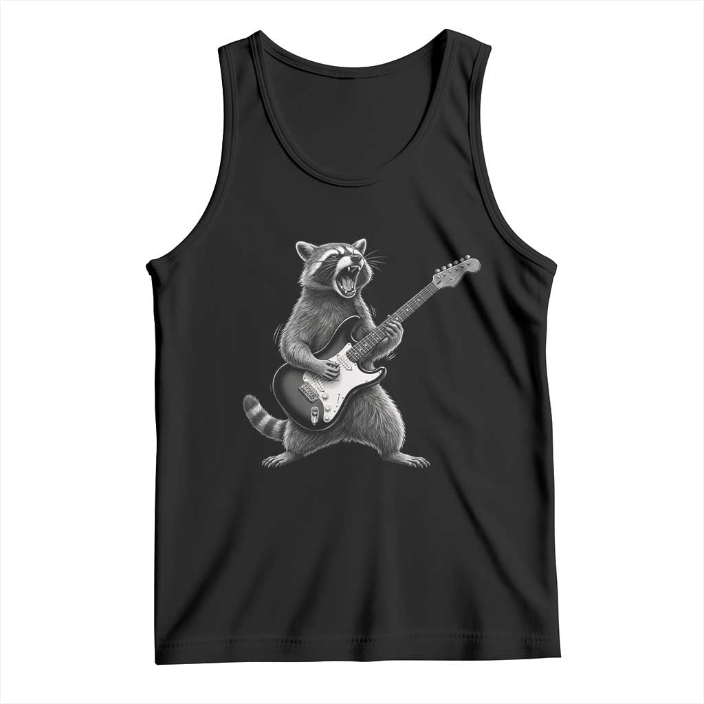 Funny Raccoon Playing Guitar Rock and Roll Tank Top