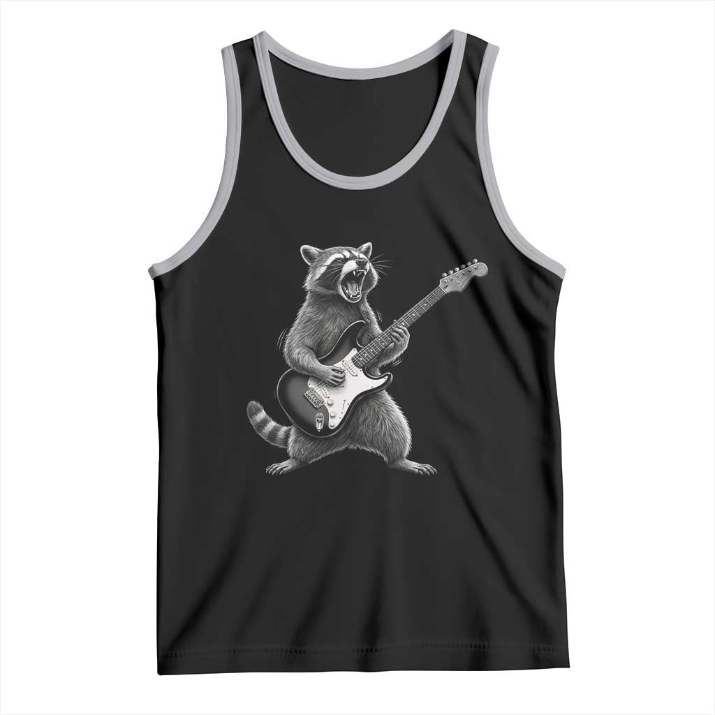 Funny Raccoon Playing Guitar Rock and Roll Tank Top