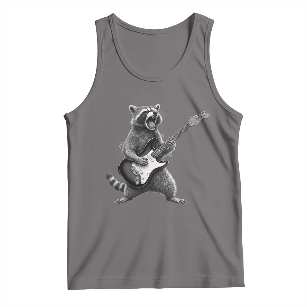Funny Raccoon Playing Guitar Rock and Roll Tank Top