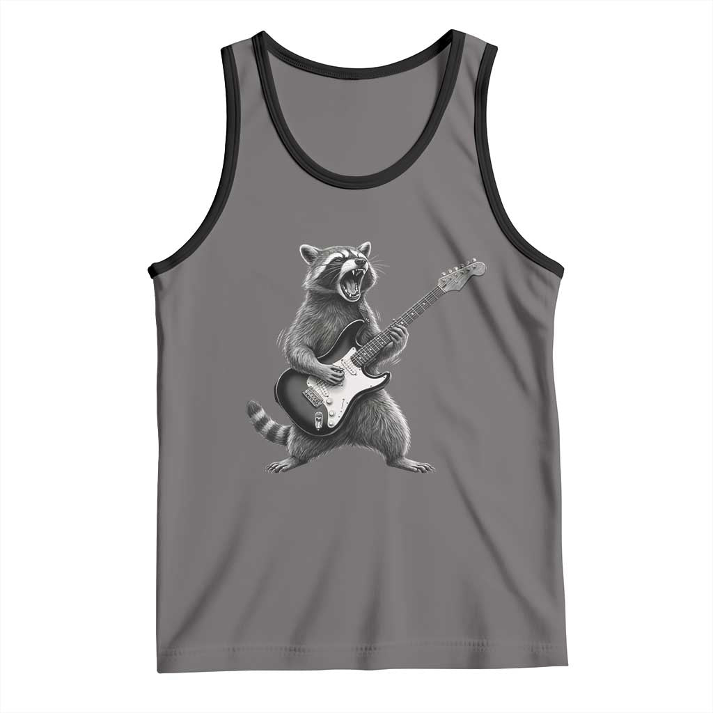 Funny Raccoon Playing Guitar Rock and Roll Tank Top