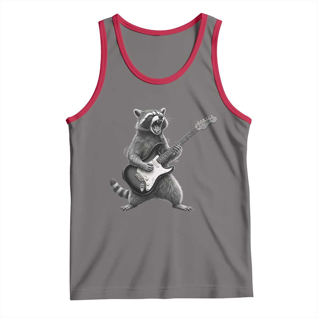 Funny Raccoon Playing Guitar Rock and Roll Tank Top