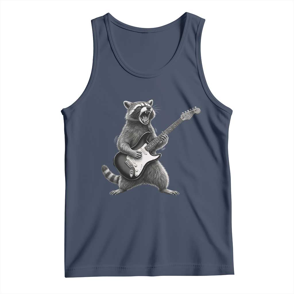 Funny Raccoon Playing Guitar Rock and Roll Tank Top
