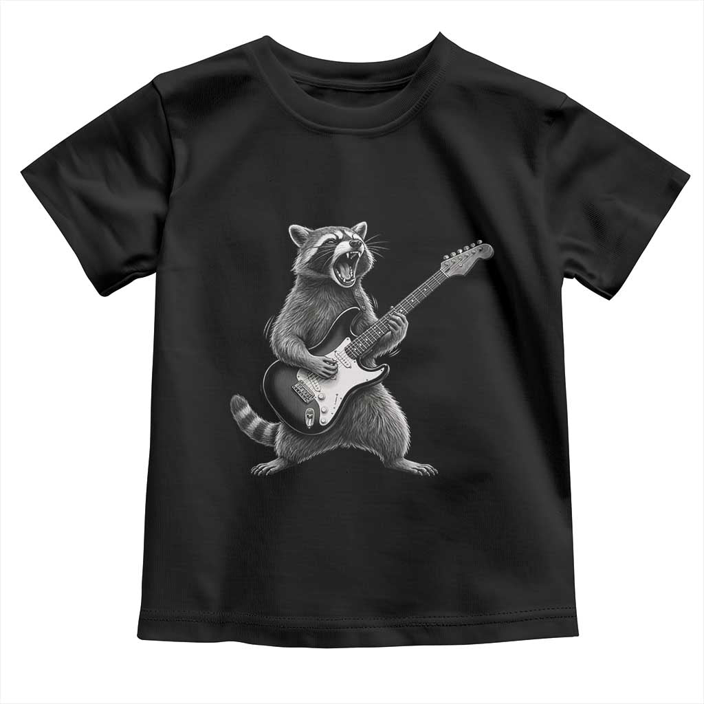 Funny Raccoon Playing Guitar Rock and Roll Toddler T Shirt