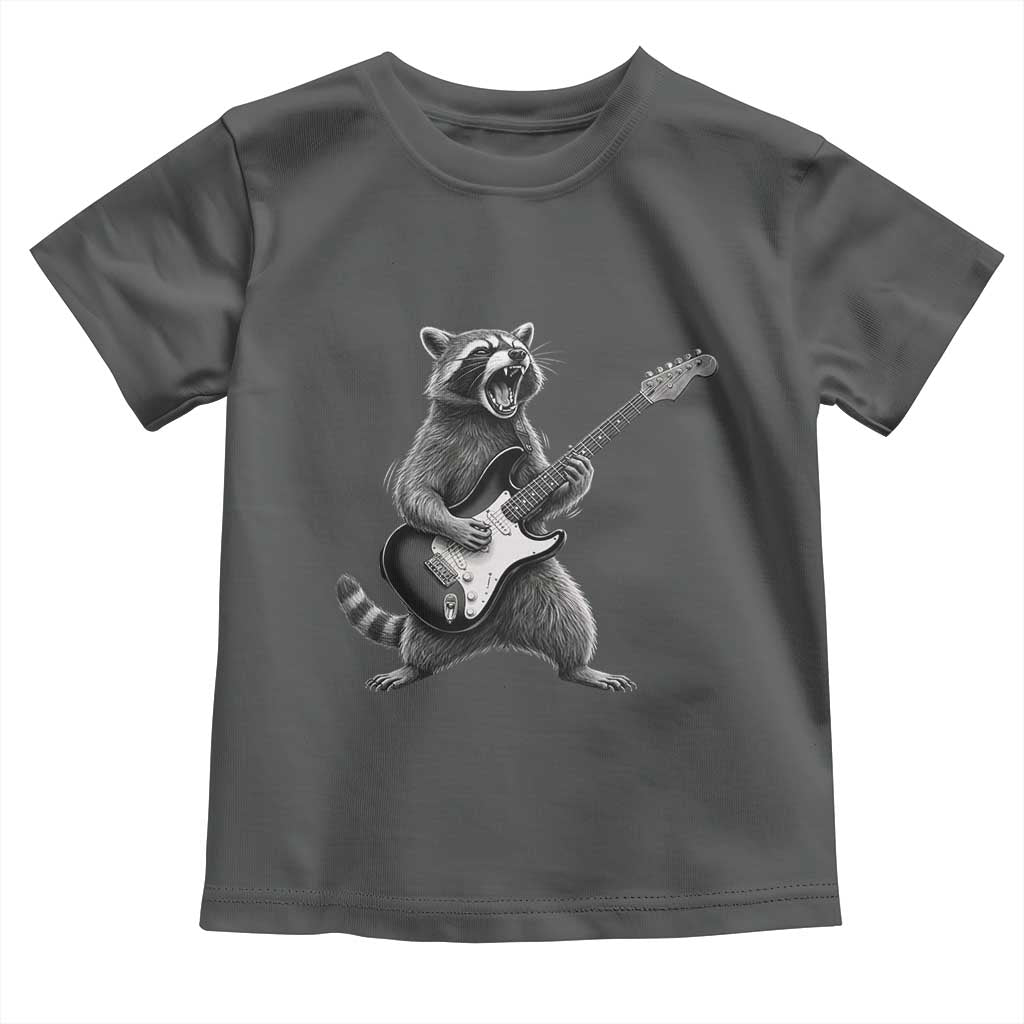 Funny Raccoon Playing Guitar Rock and Roll Toddler T Shirt