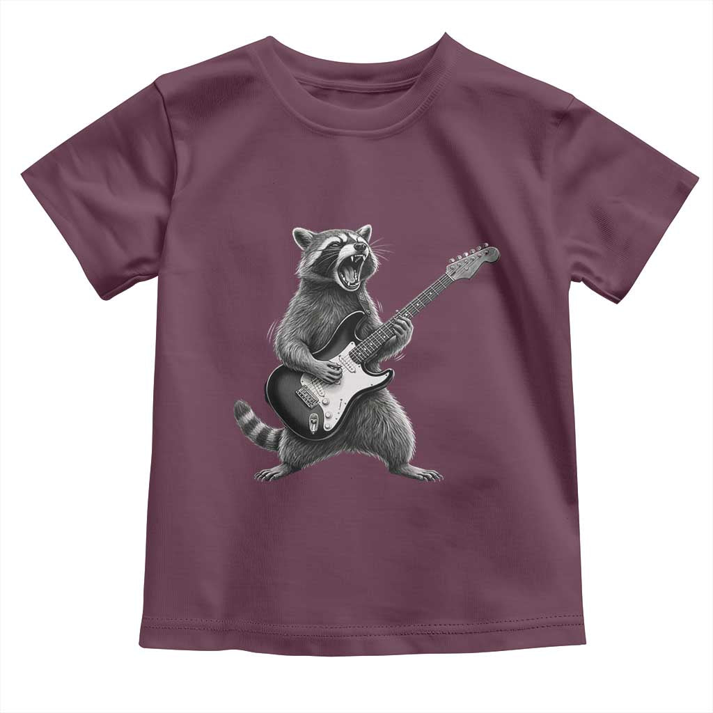 Funny Raccoon Playing Guitar Rock and Roll Toddler T Shirt