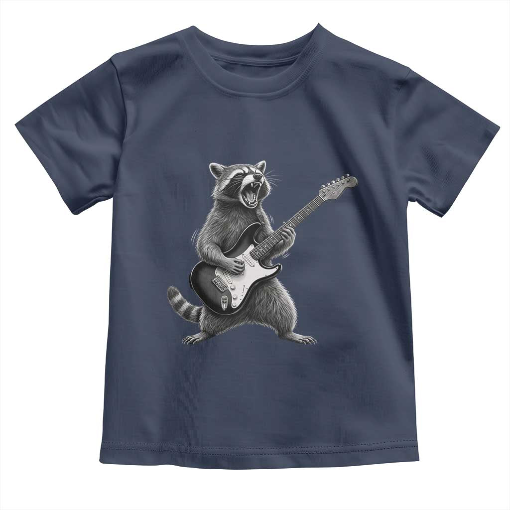 Funny Raccoon Playing Guitar Rock and Roll Toddler T Shirt