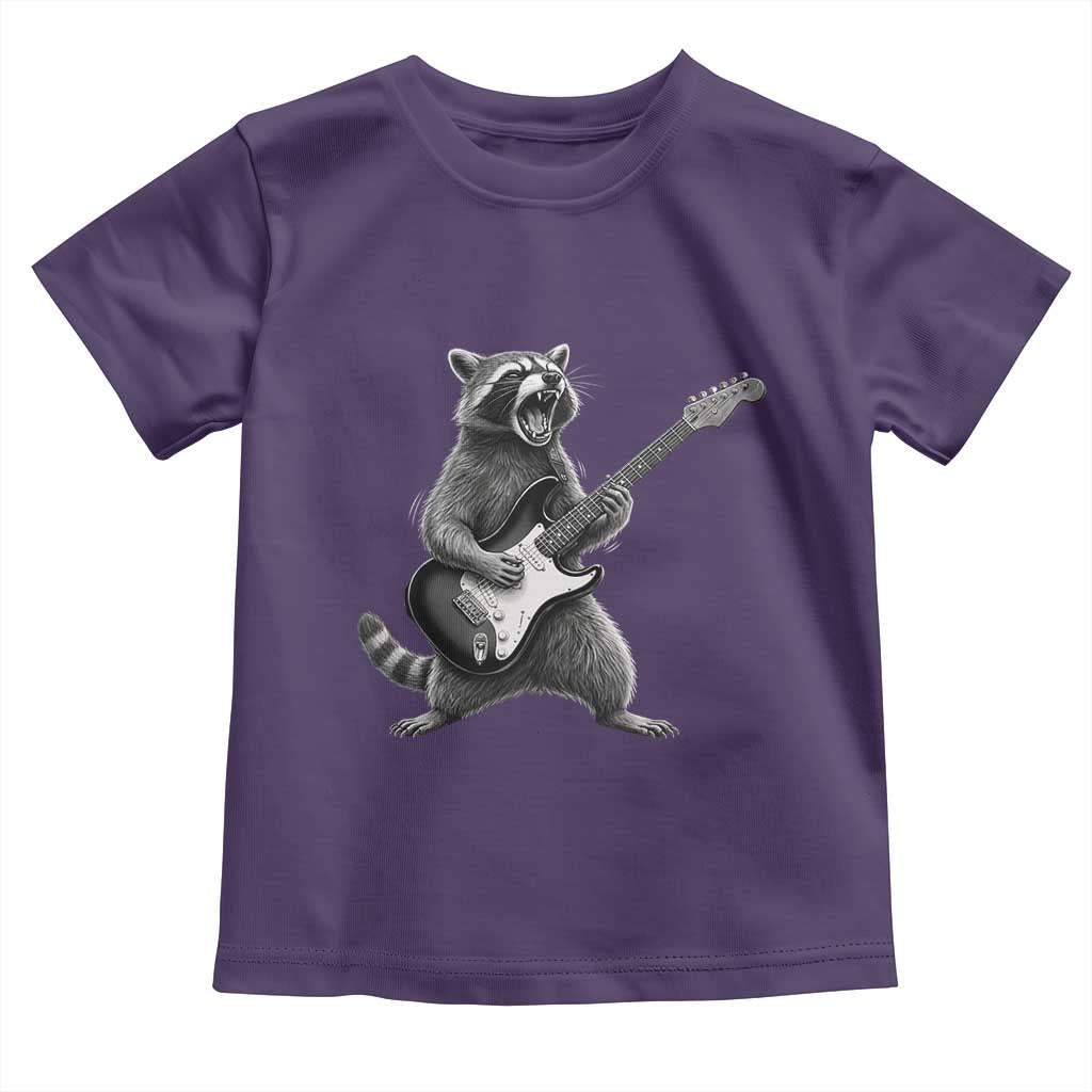 Funny Raccoon Playing Guitar Rock and Roll Toddler T Shirt