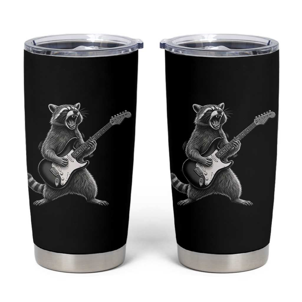 Funny Raccoon Playing Guitar Rock and Roll Tumbler Cup