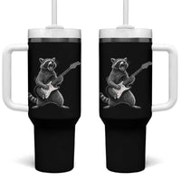 Funny Raccoon Playing Guitar Rock and Roll Tumbler With Handle